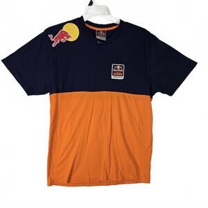 Red Bull KTM Factory Racing Colorblock T-Shirt Navy Orange Men's XL Moto Tee